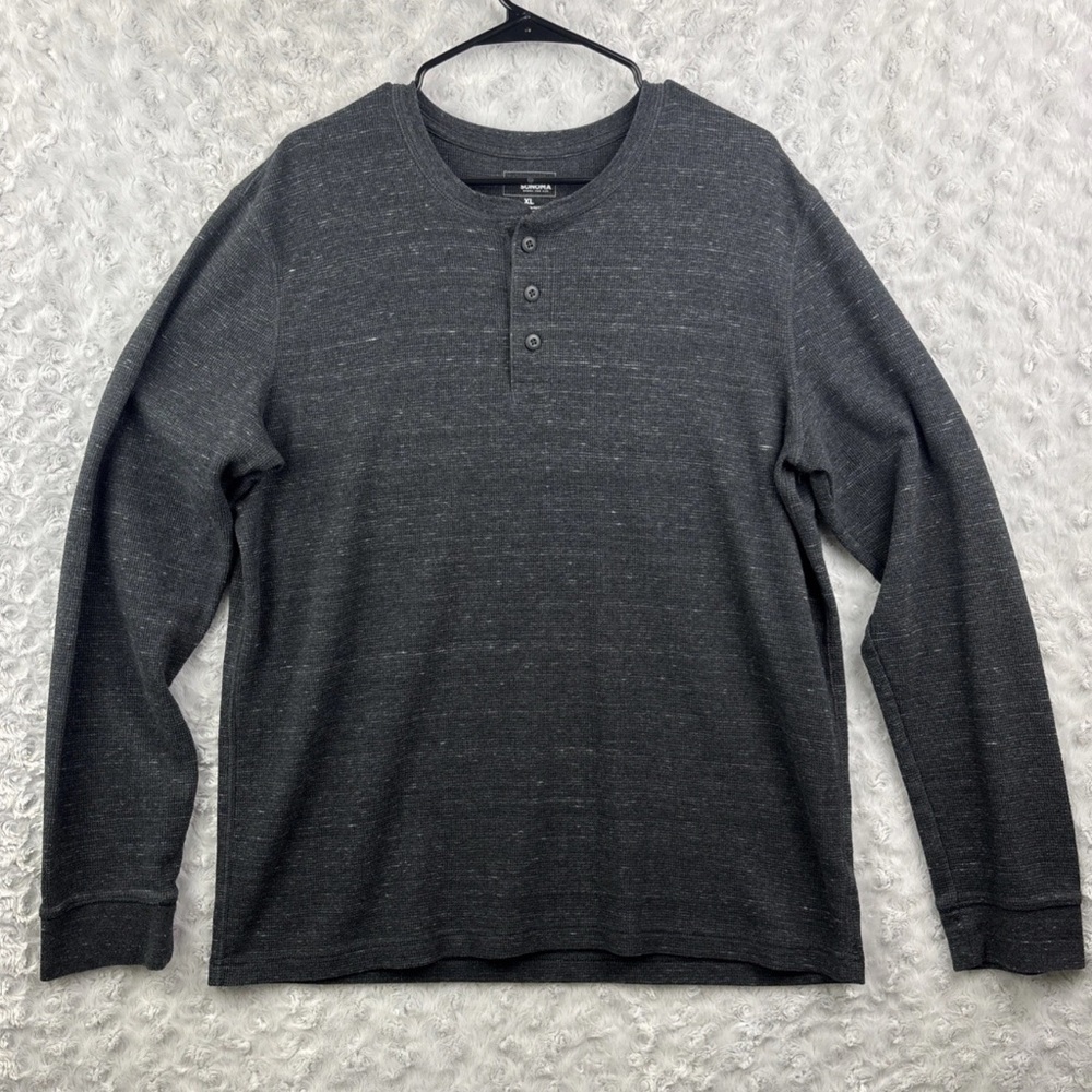 Sonoma Mens Henley T Shirt Sleeve Gray Cotton Poly XL